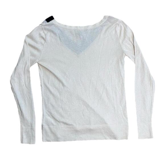Banana Republic Silk Cashmere V Neck Sweater Womens XS Lightweight Cream Luxury - Picture 4 of 5